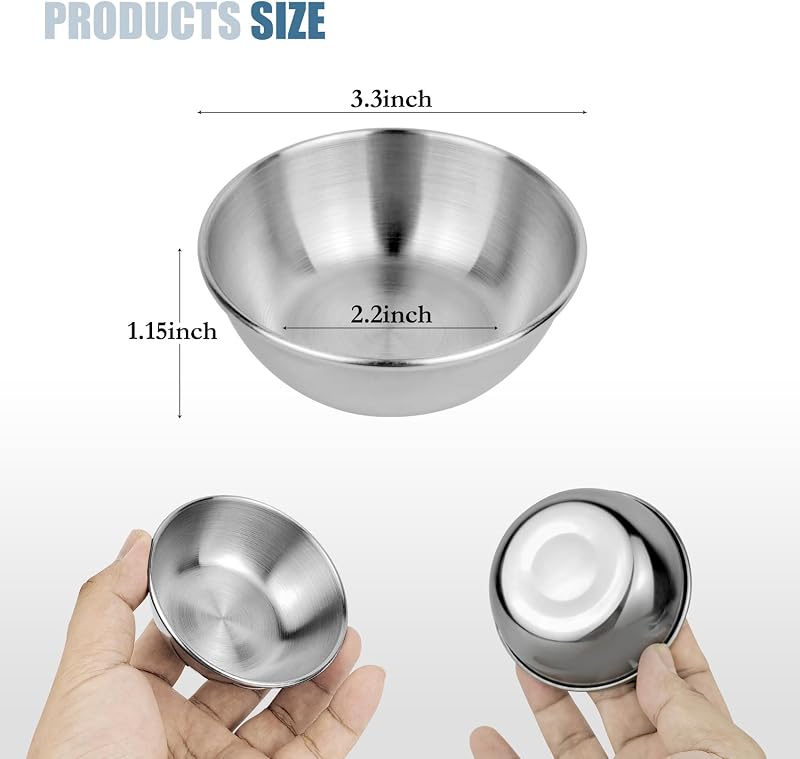 8 Pzas Cuencos Acero Inox para Salsa Plateado