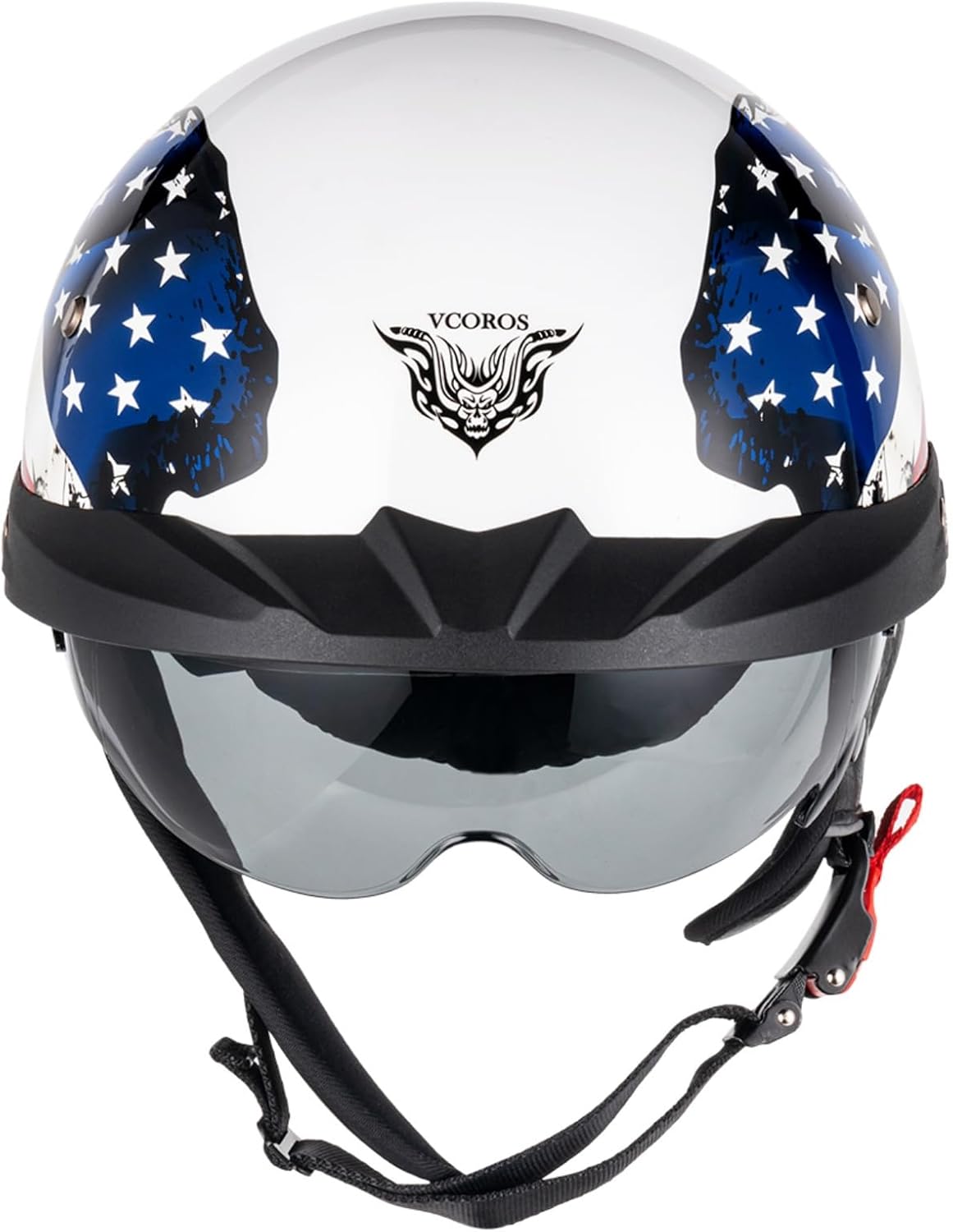 Casco motocicleta estilo retro con visor sol ajustable