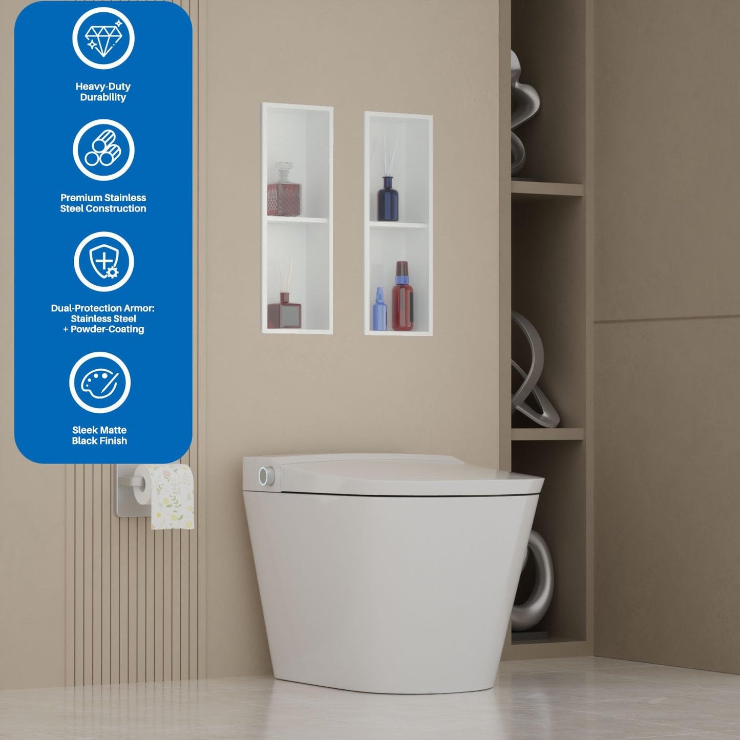 Estante ducha acero inox 24x8pulg blanco
