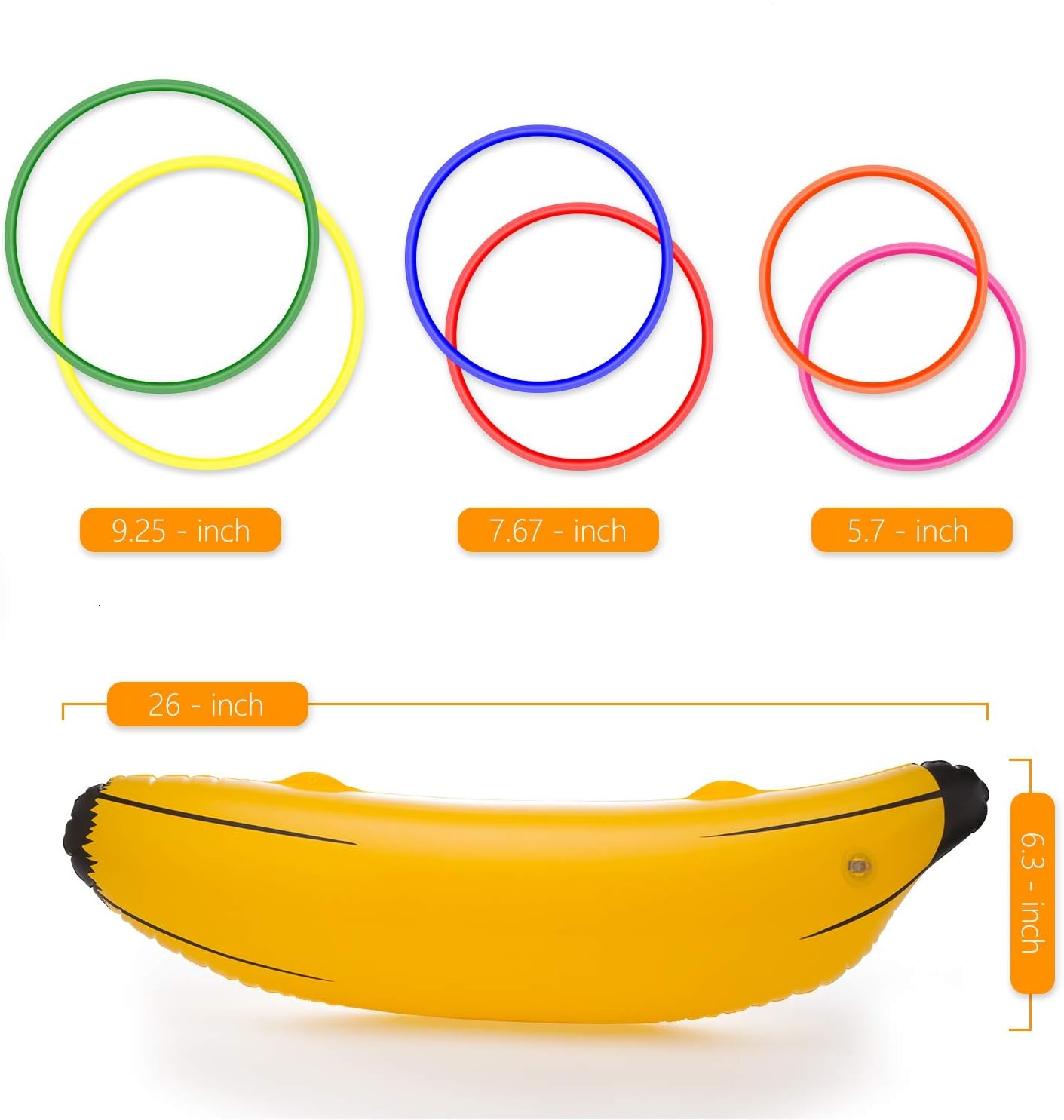 Juego inflable anillos plátano 26pulg despedida soltera