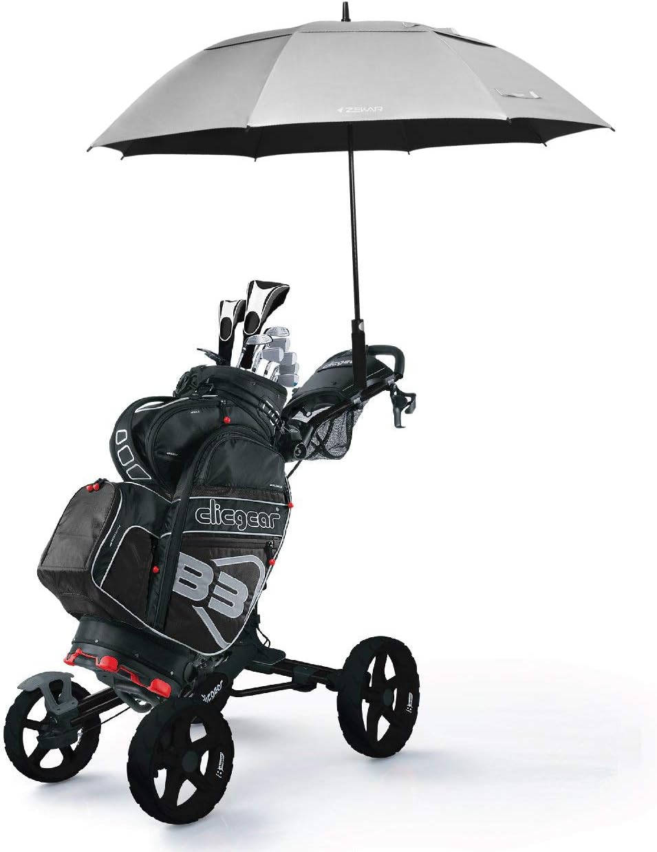 Paraguas golf 62" resistente viento UPF 50 plateado