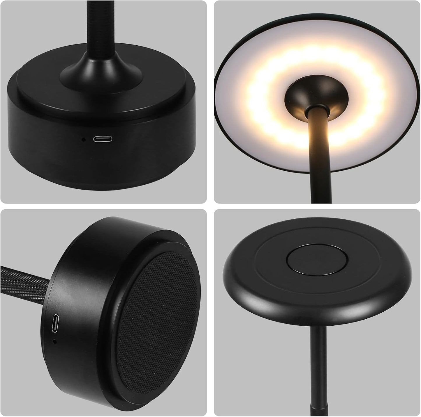 Lámpara Mesa LED Inalámbrica 5200mAh Negro