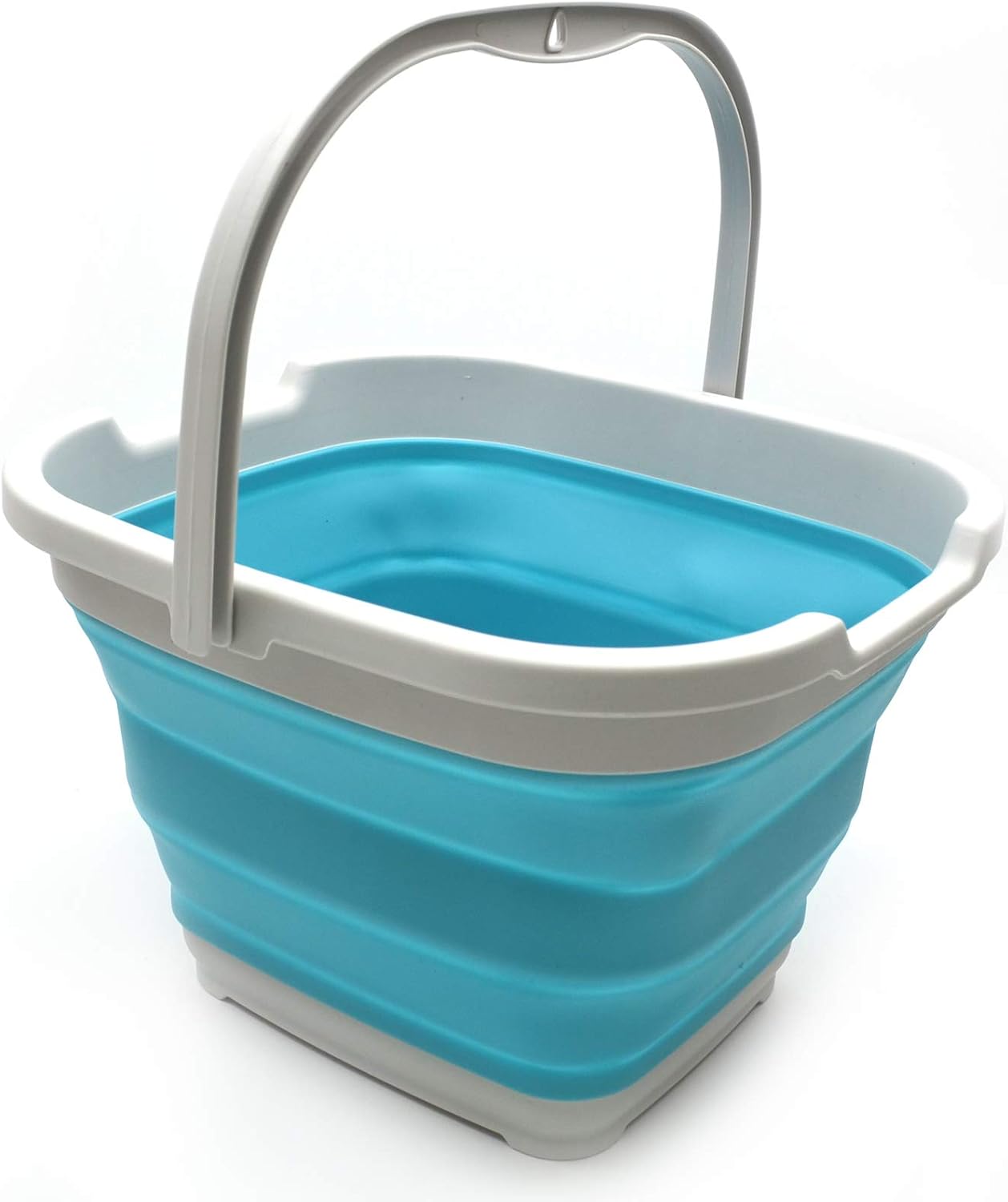 Cubo rectangular plegable 10L 2.6gal gris/azul