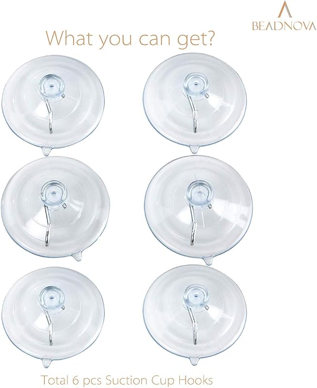 Ganchos ventosa 2.5" para vidrio baño cocina 6pzas