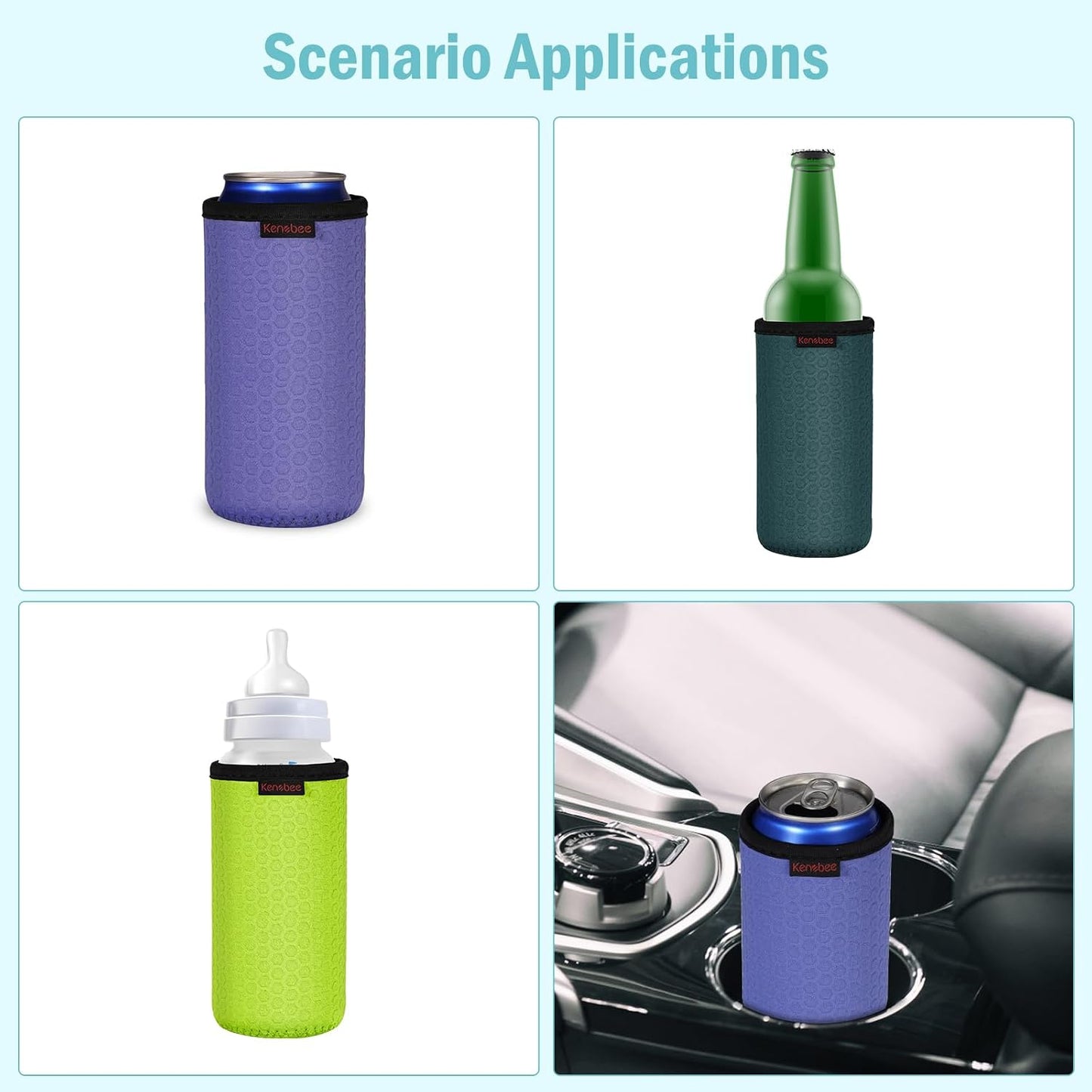 6 Fundas Neopreno 12oz para Enfriar Latas y Botellas
