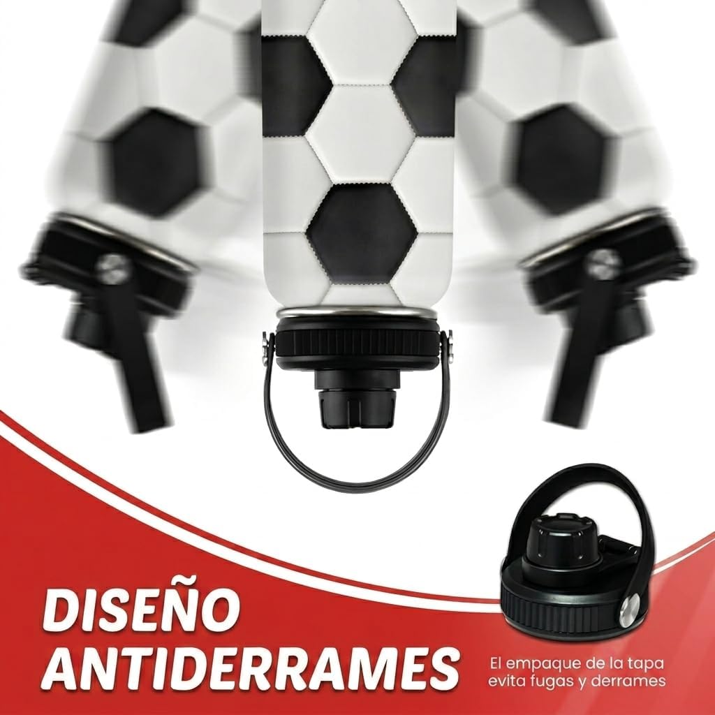 Botella agua fútbol acero inox 32oz regalo hombres