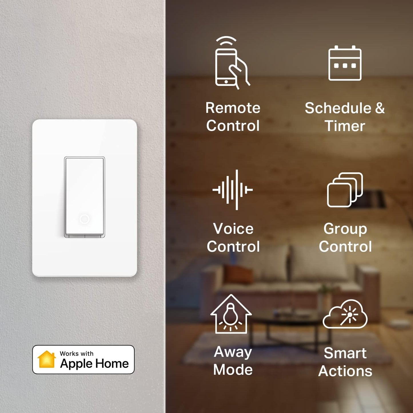 Interruptor luz inteligente Wi-Fi HomeKit 2.4GHz pack 3