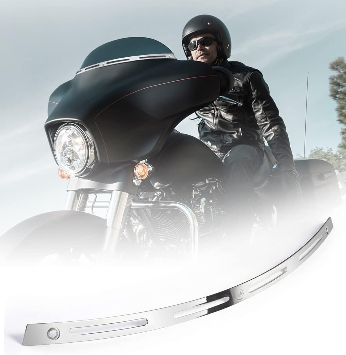 Moldura ranurada parabrisas acero inox cromado comp Harley
