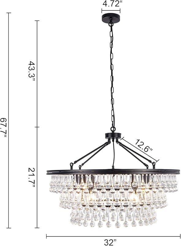 Candelabro redondo moderno de cristal lágrima 32" para