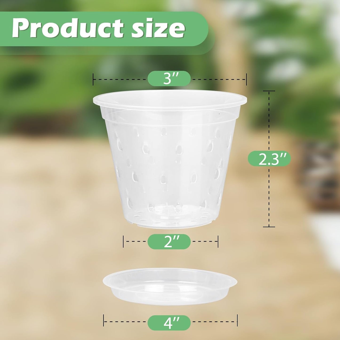 Maceta plástico transparente para orquídeas 3pulg set 8