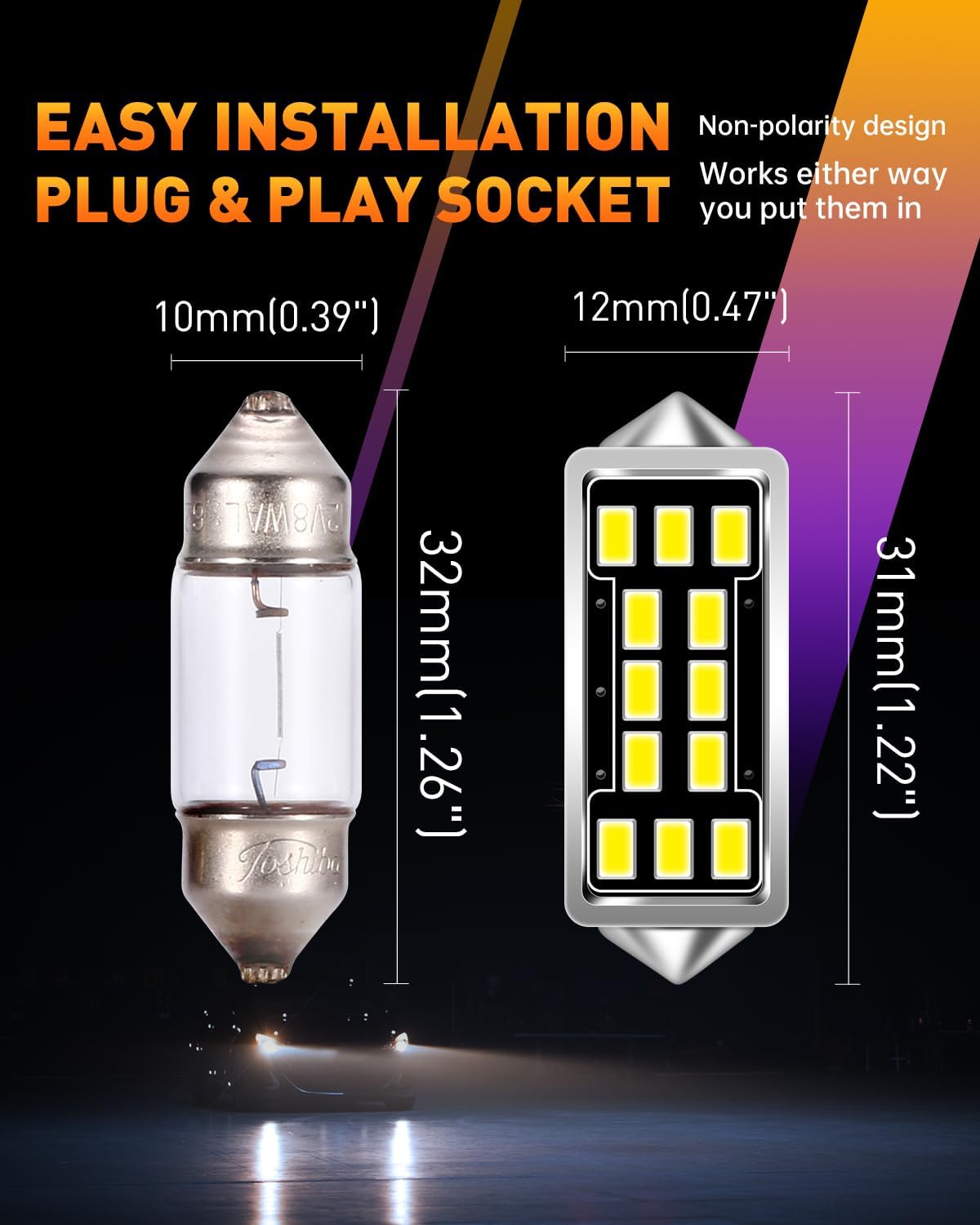 Bombillas LED cúpula 1.25" para luces puerta mapa interior