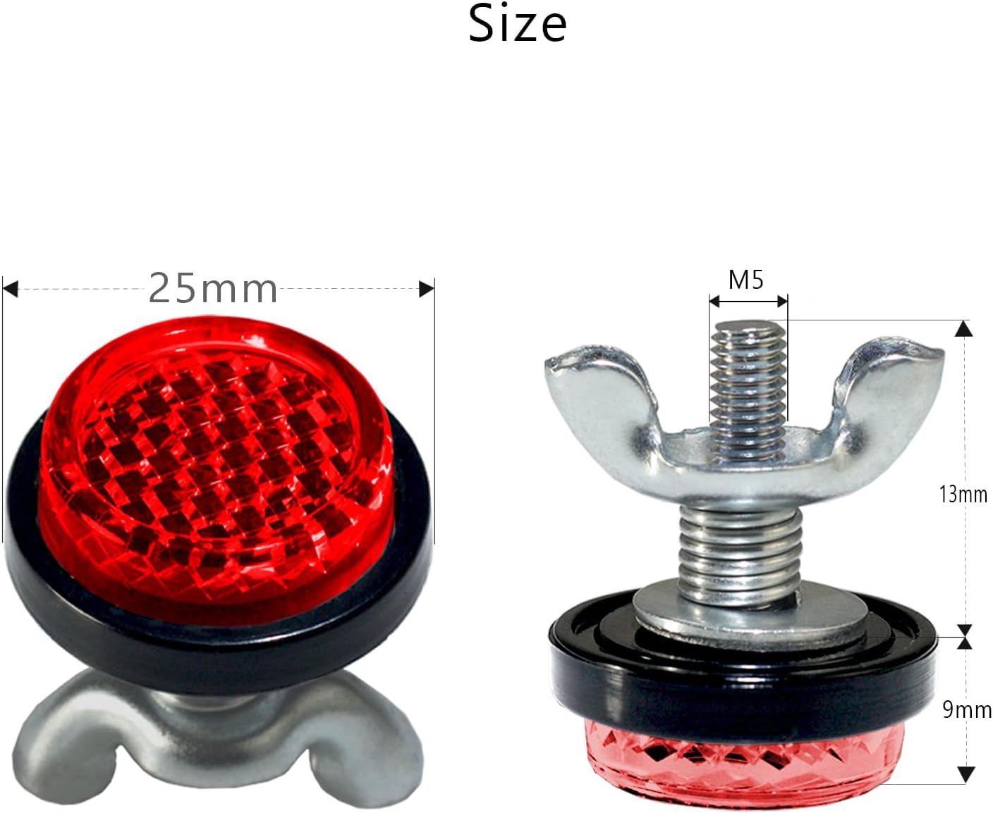 Reflejadores rojos pernos M5 para placa bicicleta 6 pzas