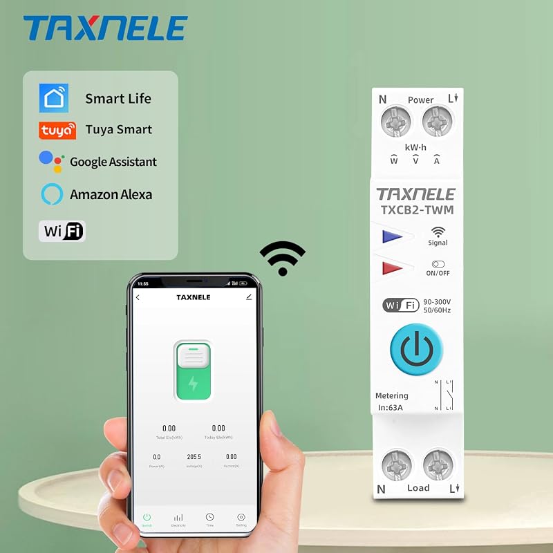 Disyuntor inteligente WiFi medidor KWh 230V 63A DIN