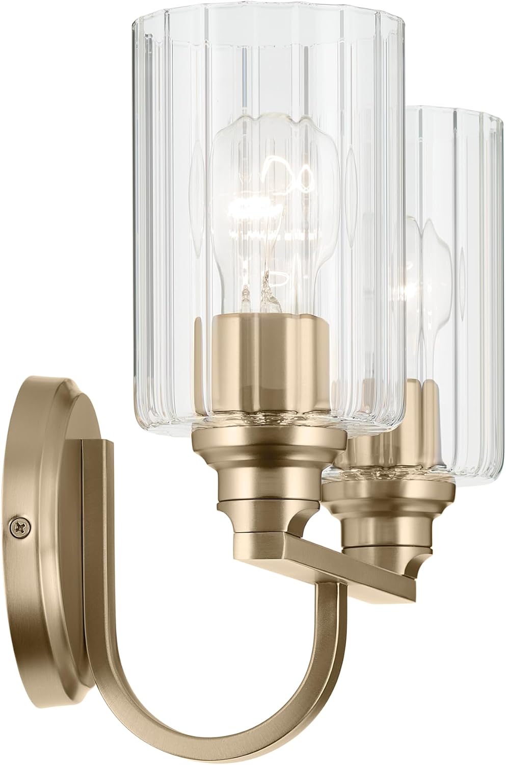 Lámpara tocador 14.25pulg 2 luces vidrio bronce champán baño