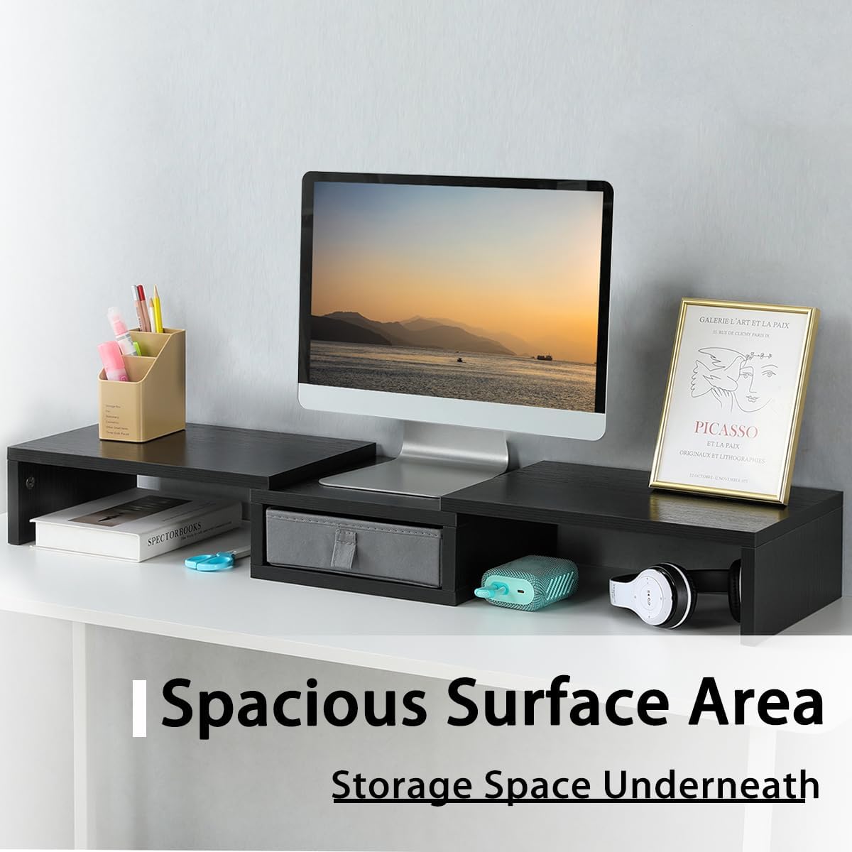 Soporte elevador monitor dual ajustable 94cm escritorio