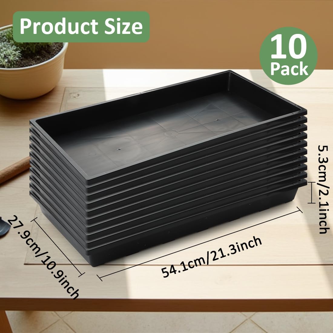 Bandejas planas para inicio de semillas pack 10 plástico duradero
