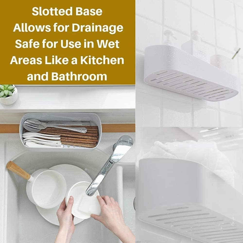 2 Organiz. adhesivos ducha baño cocina transparente blanco