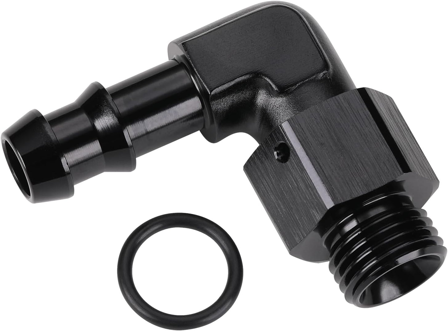 Adaptador 3/8 manguera 90 grados aluminio negro
