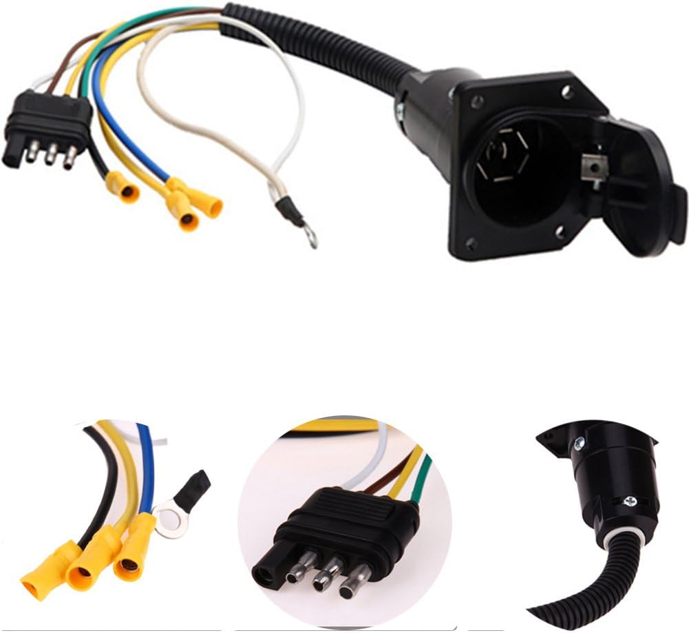Convertidor enchufe plano 4 a 7 vías para RV y barco