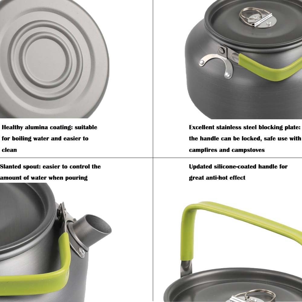 Hervidor aluminio 0.8L camping senderismo portátil