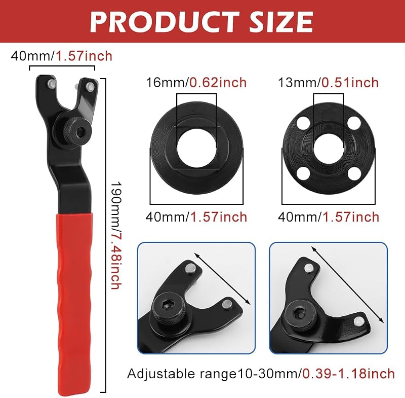Llave amoladora universal 4 tuercas color rojo