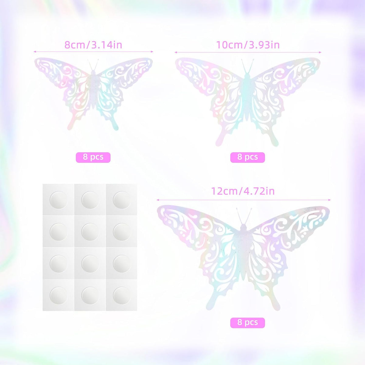 24 Pzas Adhesivos Mariposa 3D para Decorar Habitación
