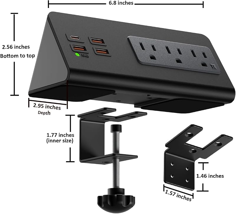 Regleta alimentación borde con USB-C 3 salidas CA 4 puertos