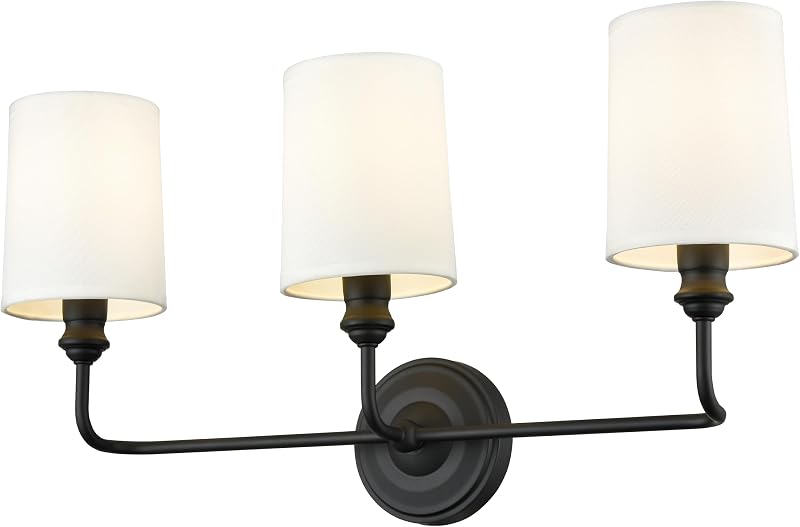 Vanidad interior 3 luces negro mate pantalla tela blanca