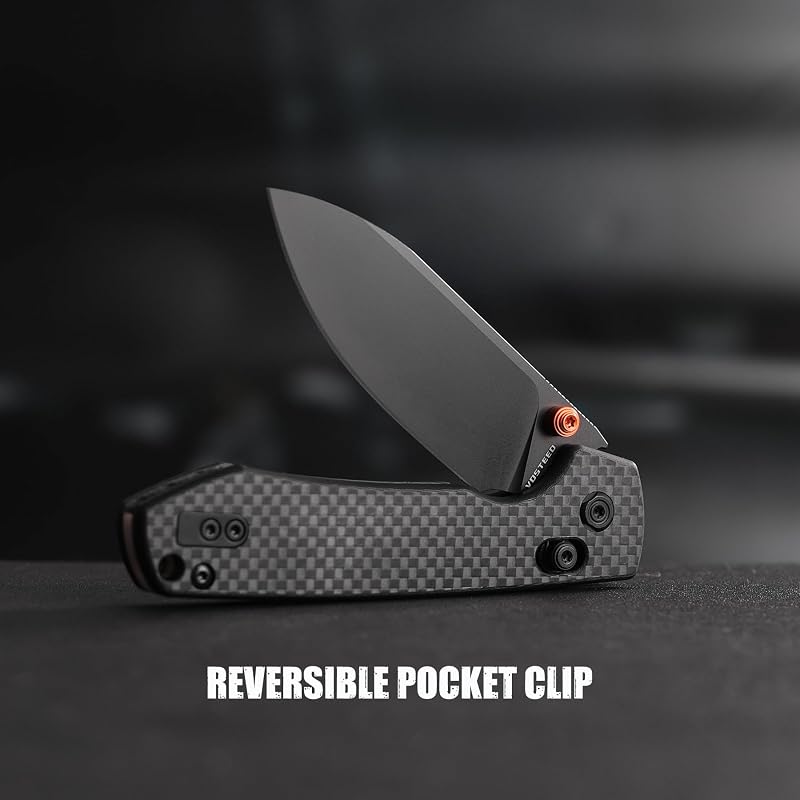 Cuchillo bolsillo hoja negra nitro-v bloqueo fibra carbono