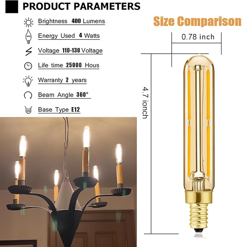 Bombilla LED E12 4W 2500K ámbar blanco cálido