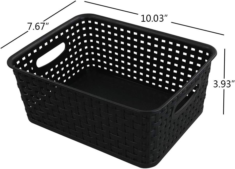 Set 6 cestas plástico tejido para despensa negro