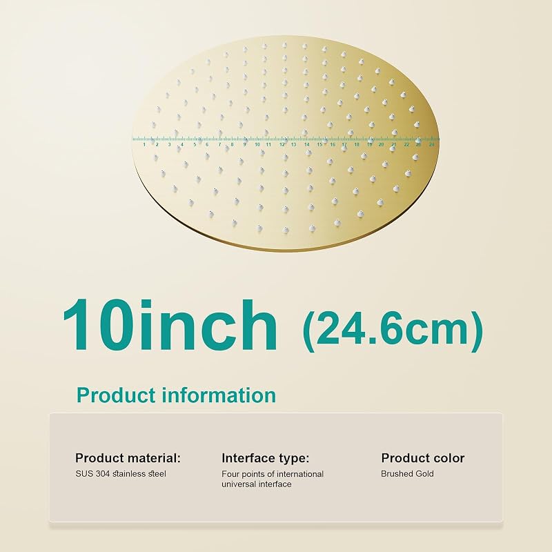 Cabezal ducha lluvia acero inox F-oro cepillado