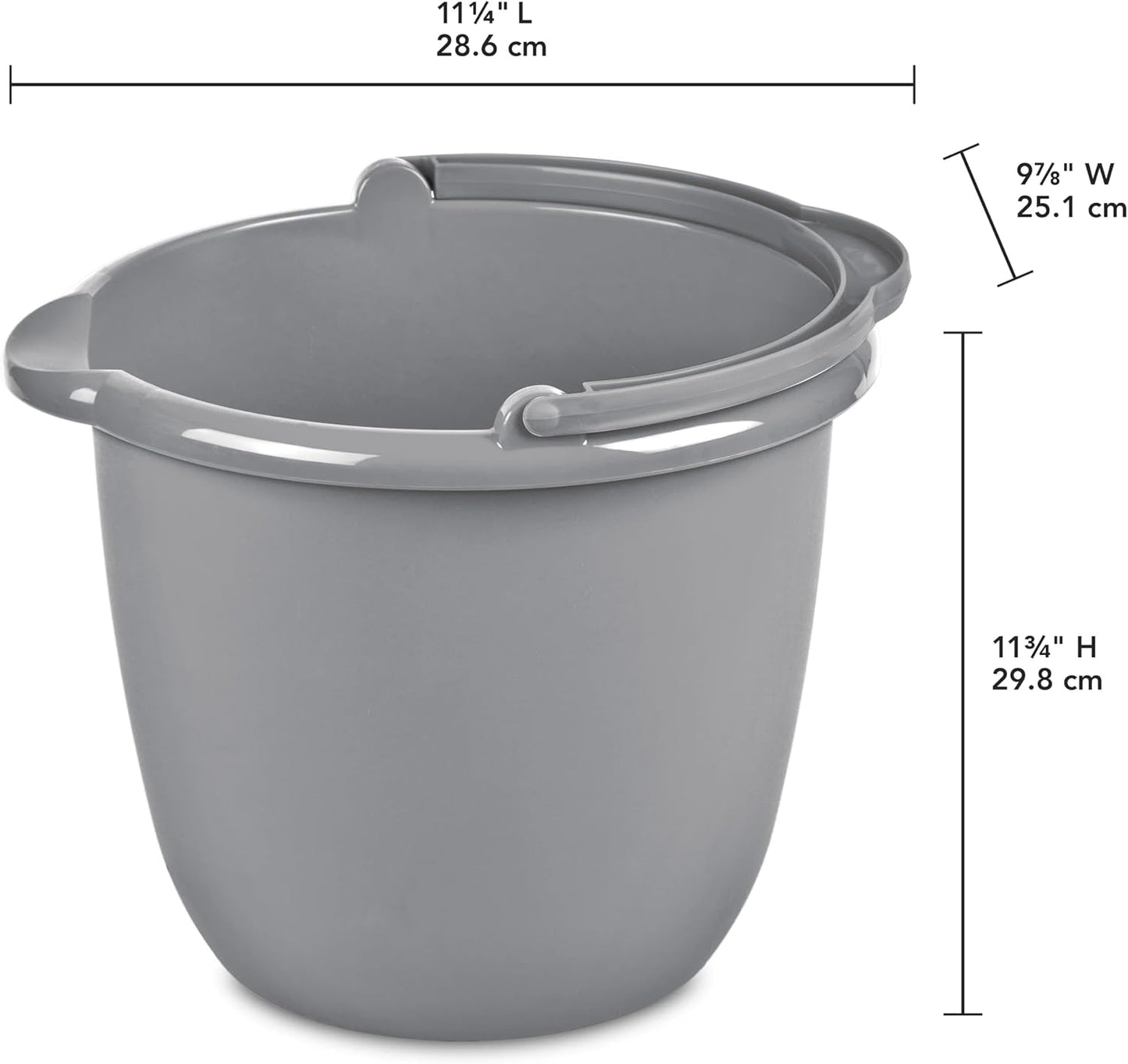 Cubo titanio 10qt plástico gris boquilla mango limpieza jardinería