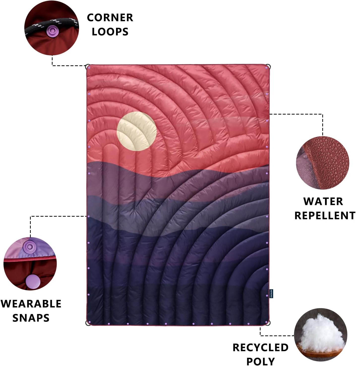 Manta plegable camping estampado plumón ligera