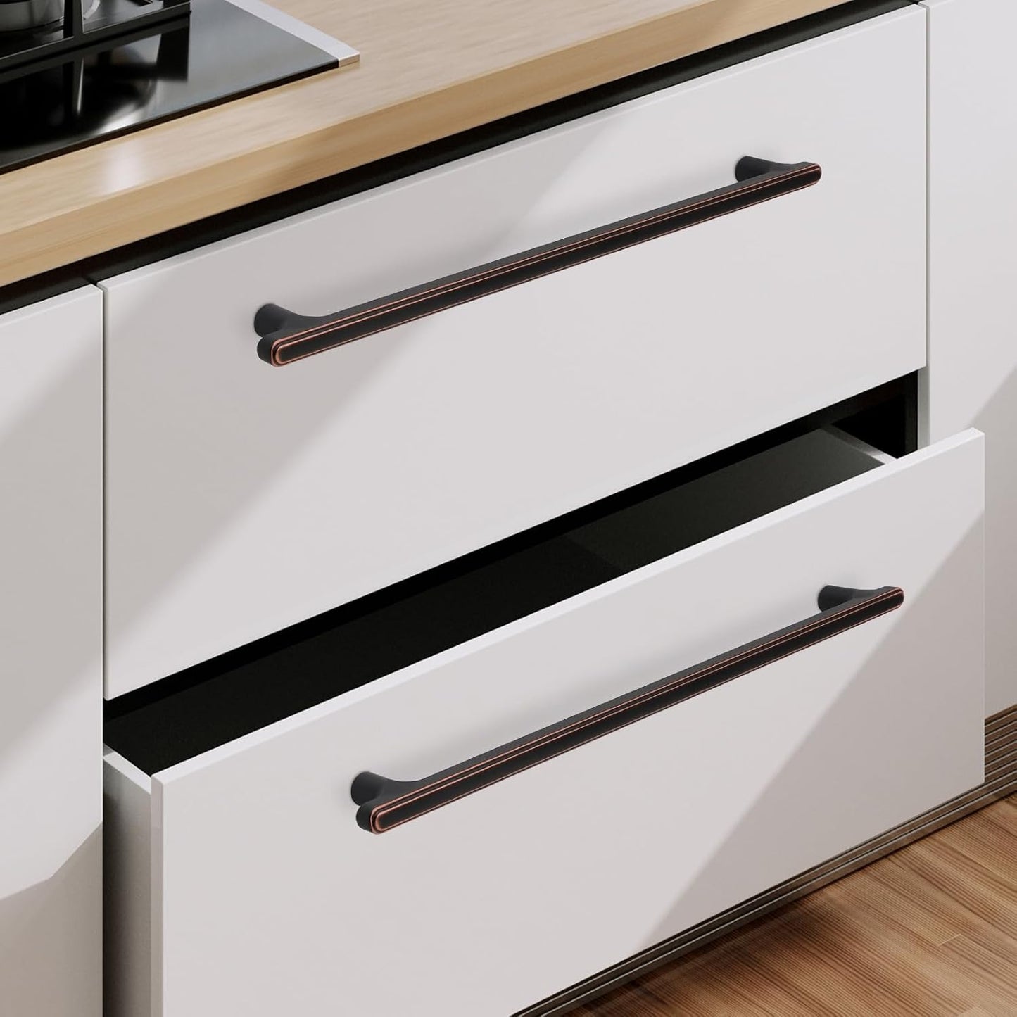 10 Manijas Gabinete Cocina 32cm Bronce Aceitado