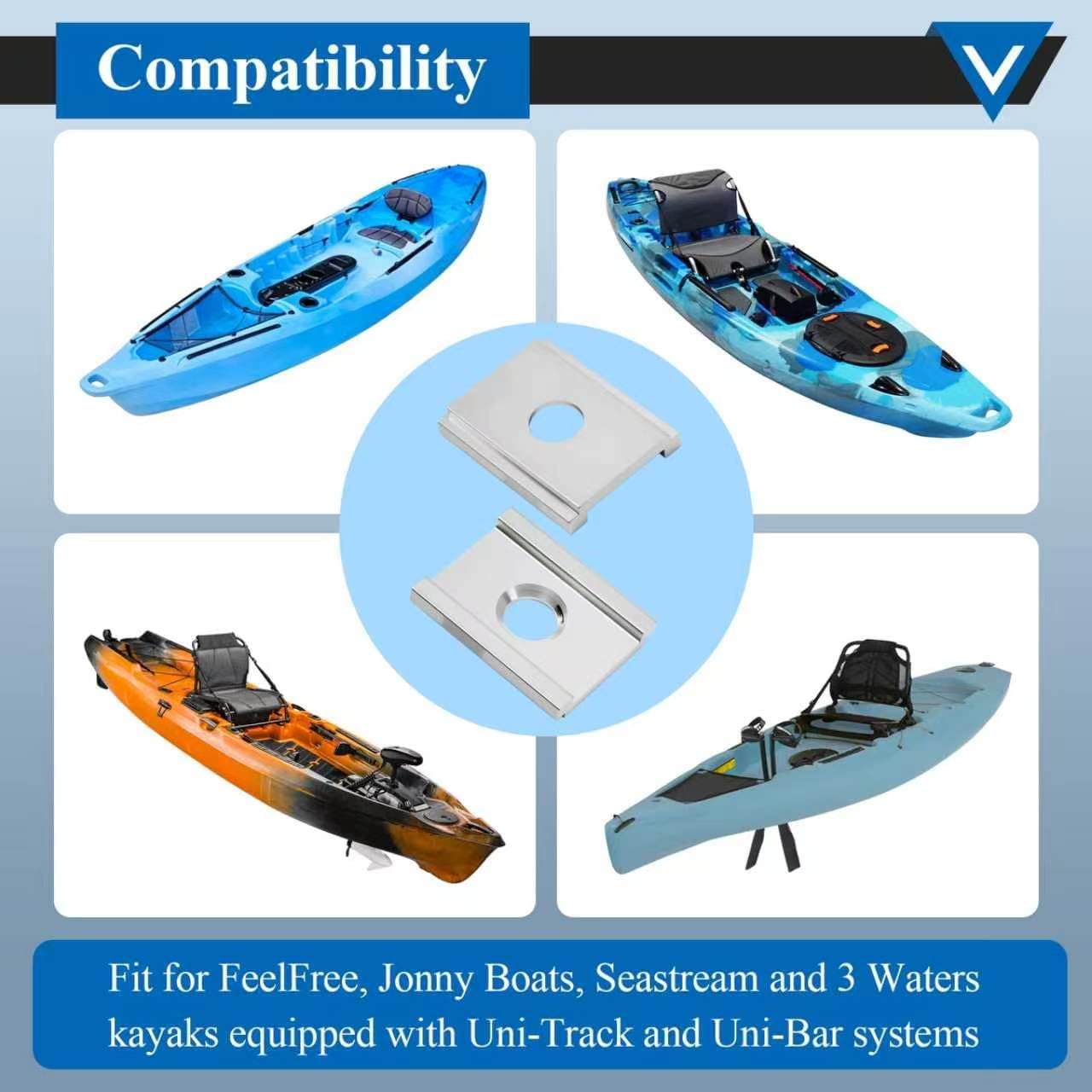 6 Adaptadores Kayak y Juntas Tóricas para Pernos 1/2pulg