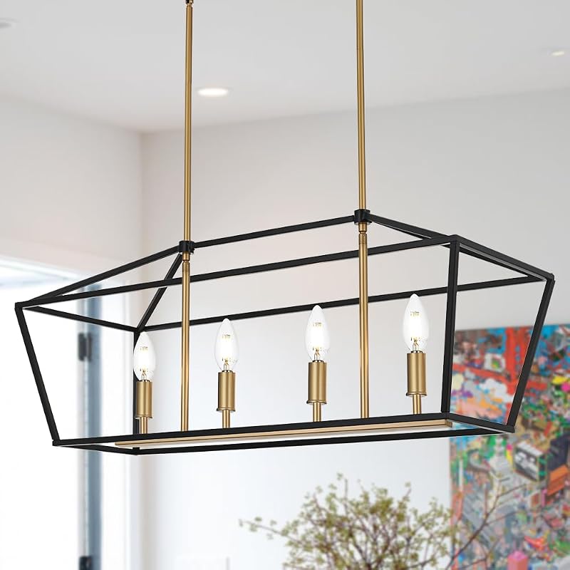 Lámpara colgante de 4 luces para isla cocina ajustable