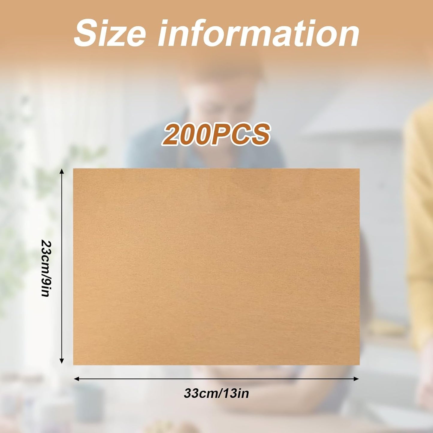 200 Hojas Pergamino Antiadherente 9x13pulg Resiste 450°F