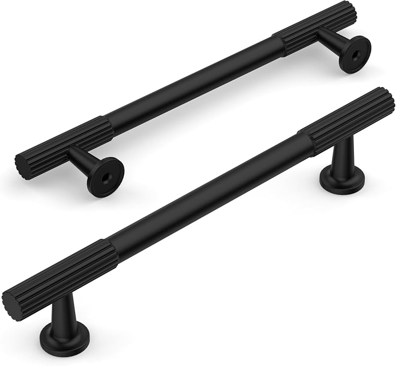 10 Tiradores cocina negro mate orificio 5"