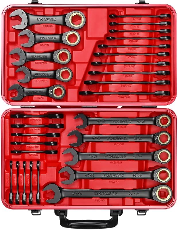 Set 30 Pzas Llaves Trinquete Métricas SAE Profesional