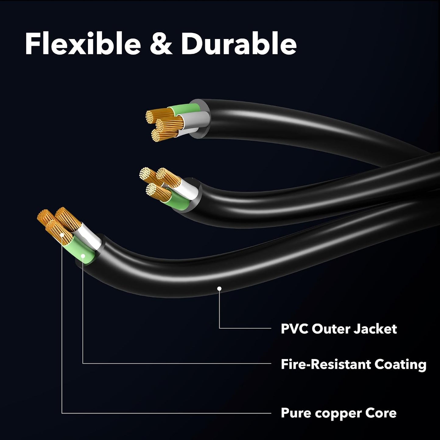 Cable extensión 8ft 16/3 SJTW 3 puntas uso general negro