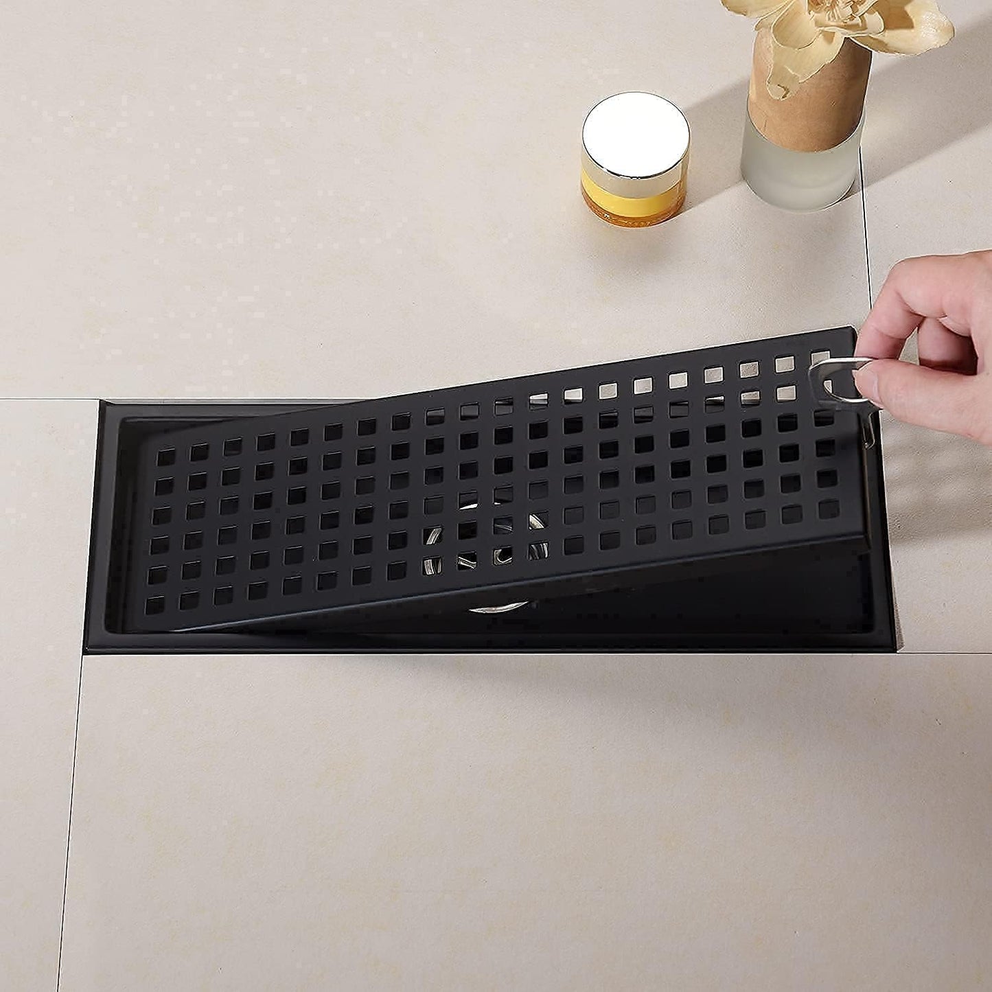 Desagüe ducha rectangular 12pulg acero inox negro mate
