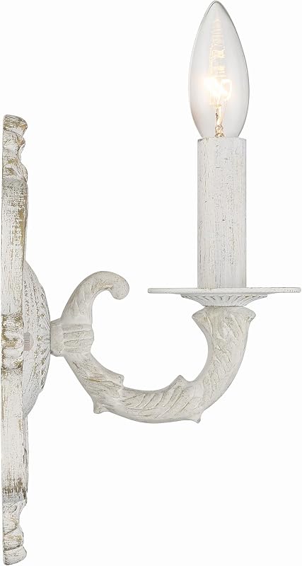 Candelabro 1 luz color blanco antiguo