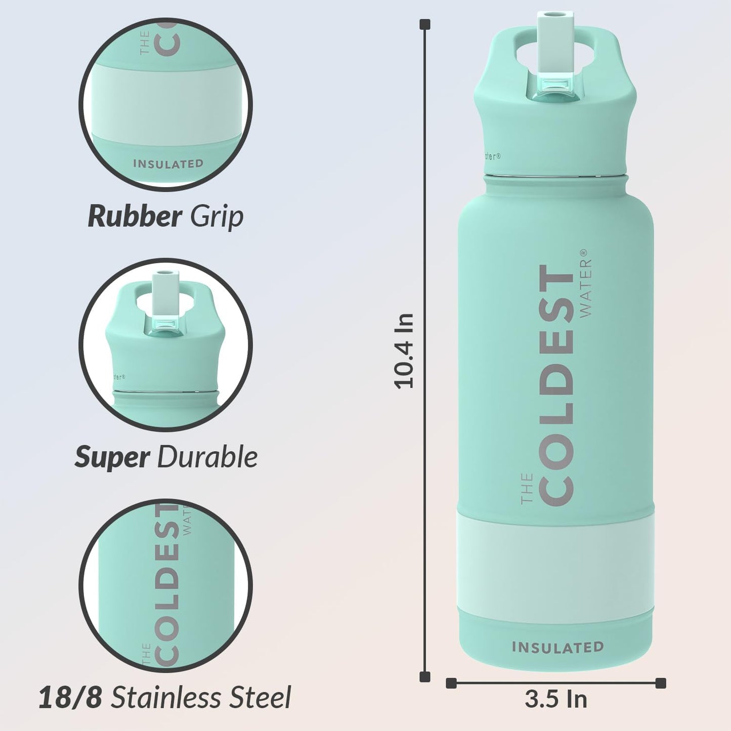 Botella térmica acero inox con pajilla color verde 960ml