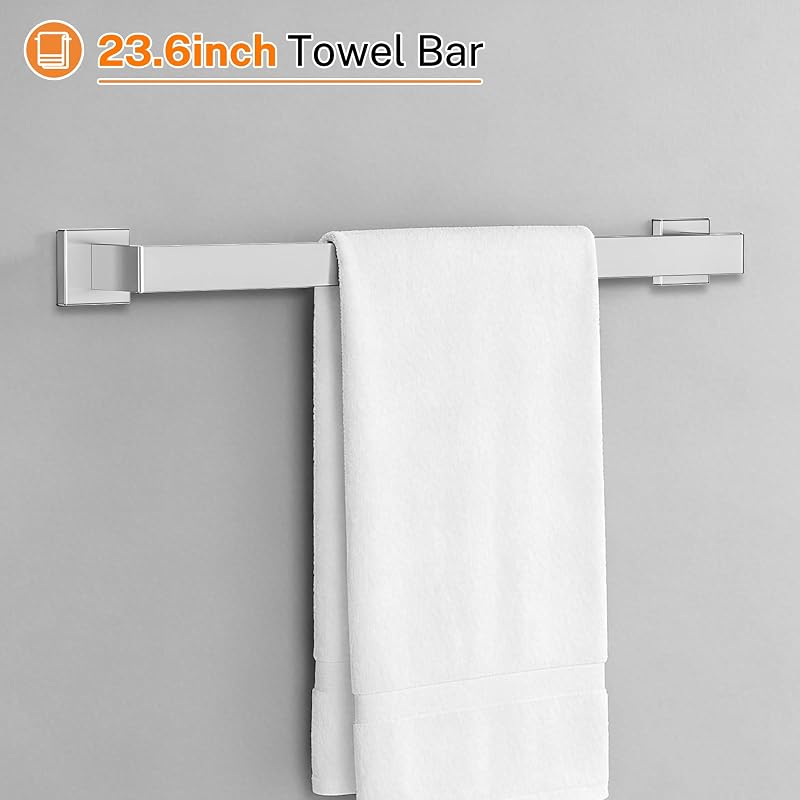 Set 5 Toalleros Níquel Cepillado Acero Inox 23.6" Pared