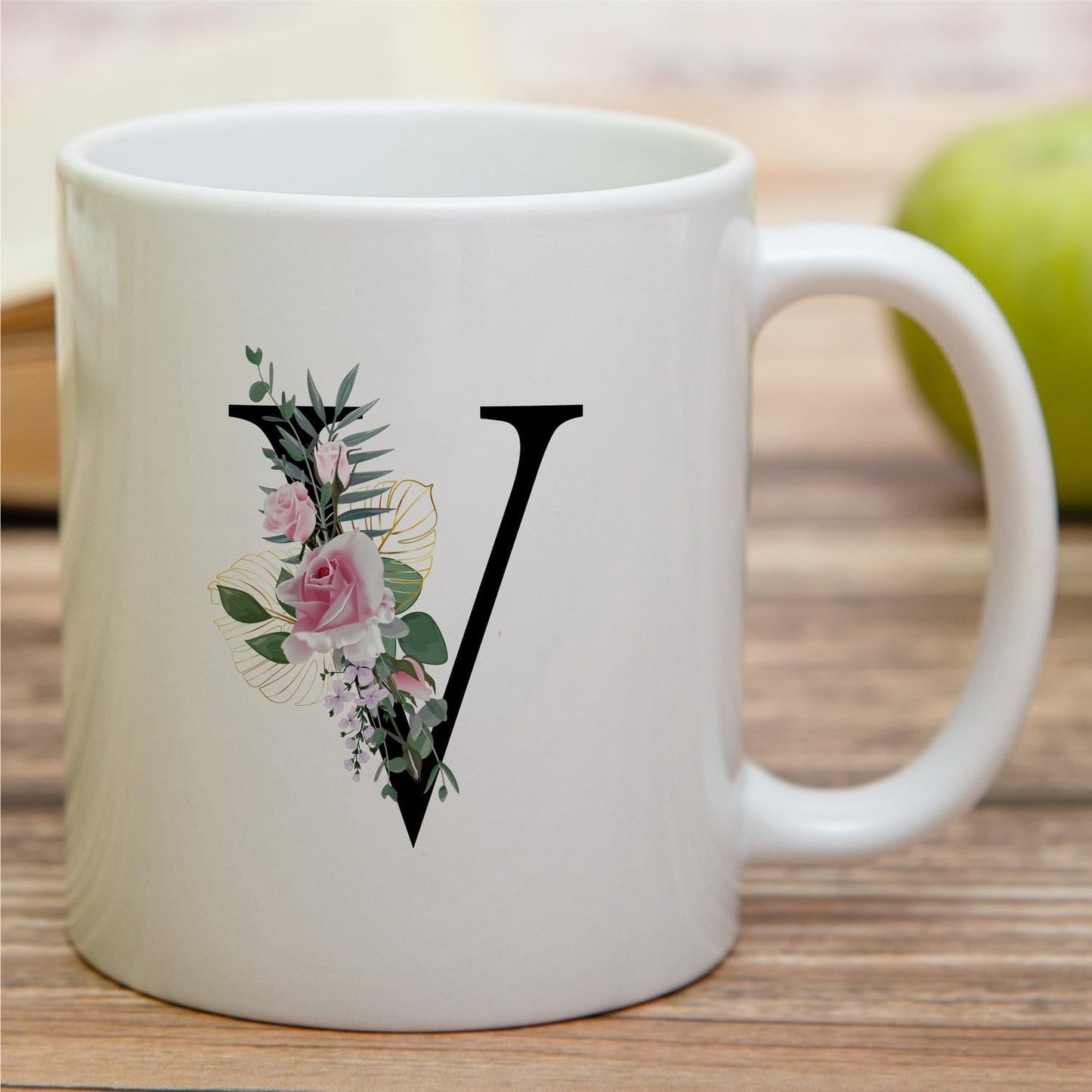 Ramo floral inicial con taza café 11oz regalo boda