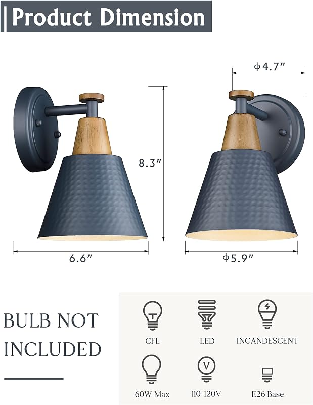 Aplique pared 1 luz metal martillado para espejo dormitorio