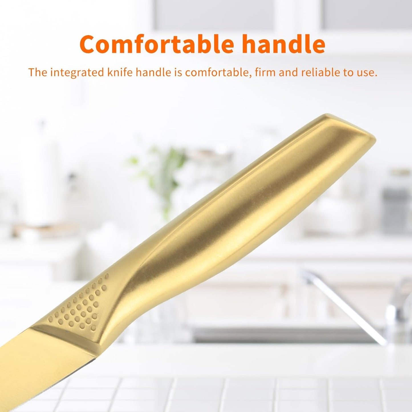 Cuchillos Pelar Acero Inox 4pulg Mango Ergonómico Dorado