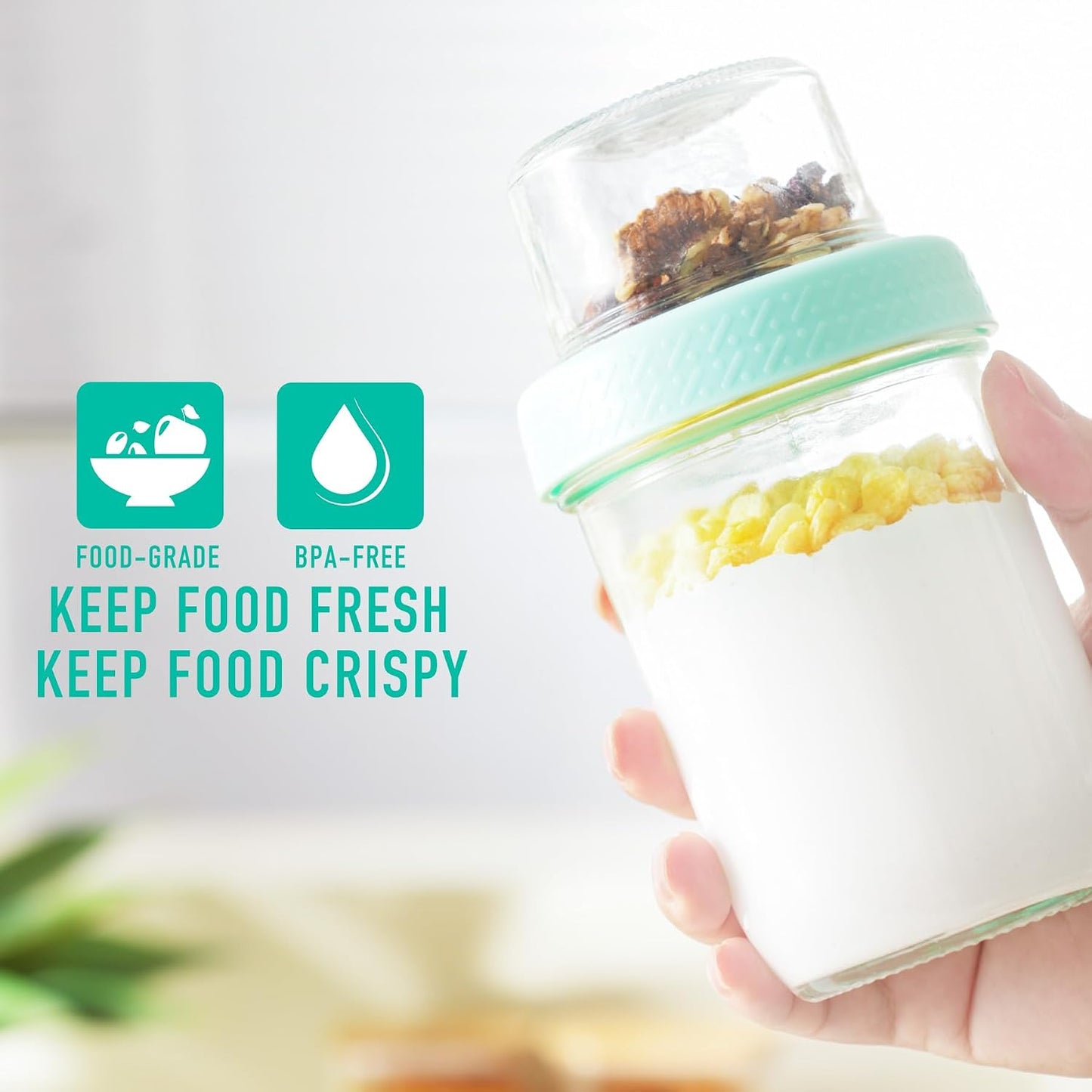 Recipientes vidrio 4-16oz con tapas para parfait y desayuno