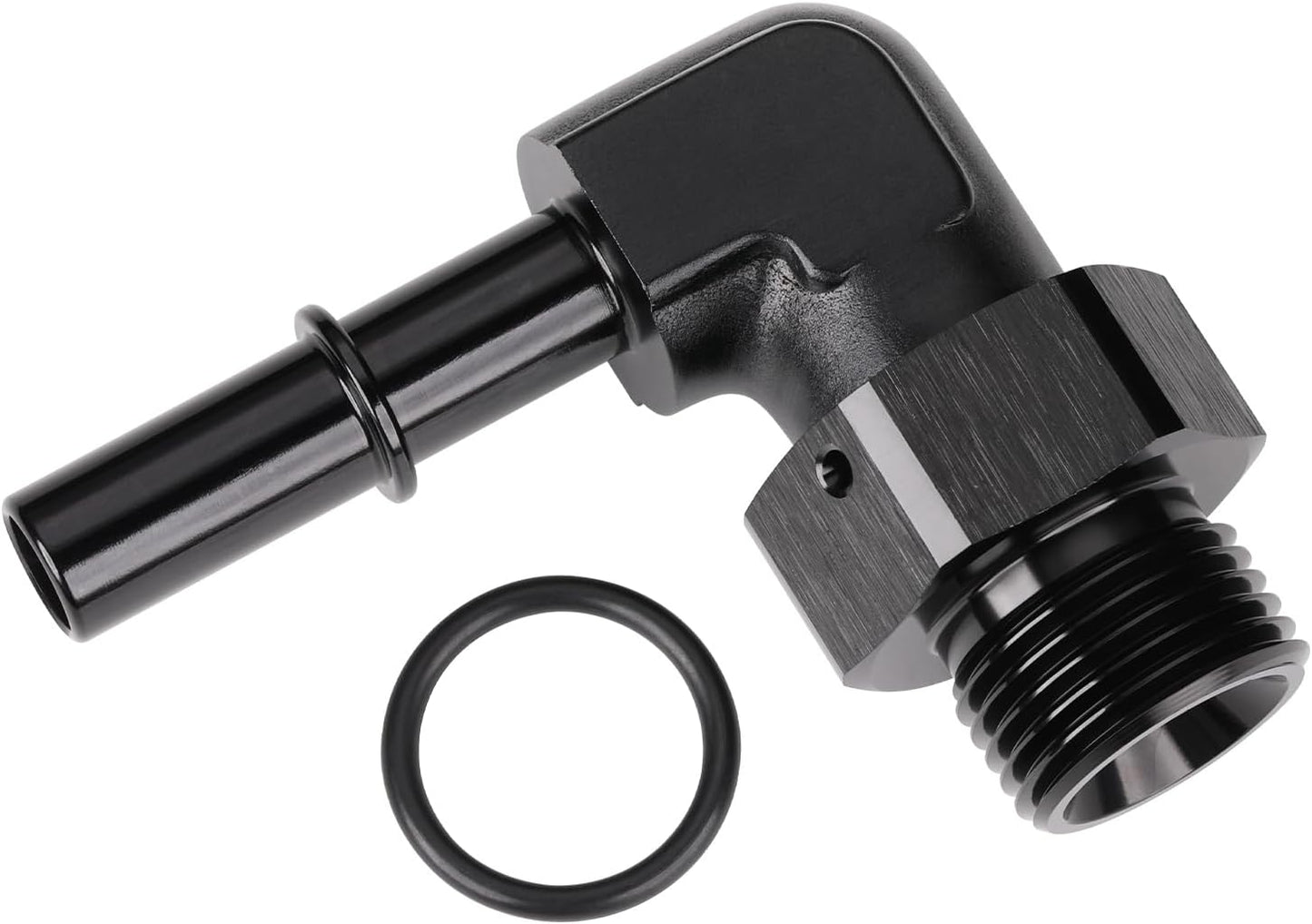 Adaptador combustible aluminio negro 3/8 SAE Push On